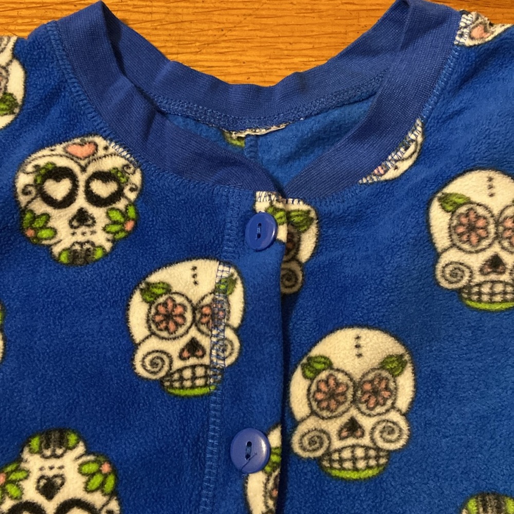 Footed Onesie Pajamas With Sugar Skulls - Picture 2 of 4